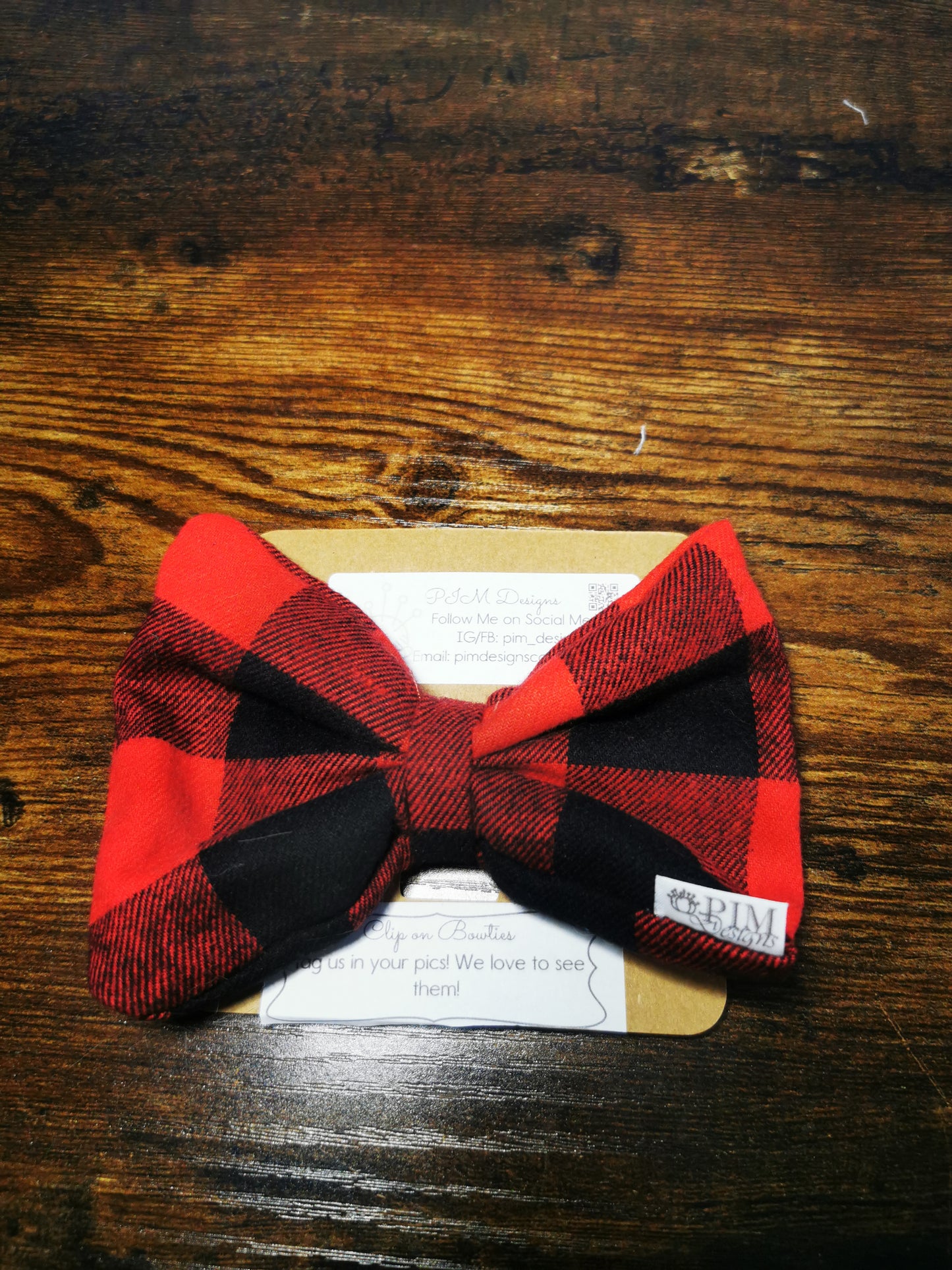 Red Buffalo Plaid Clip on Bowtie