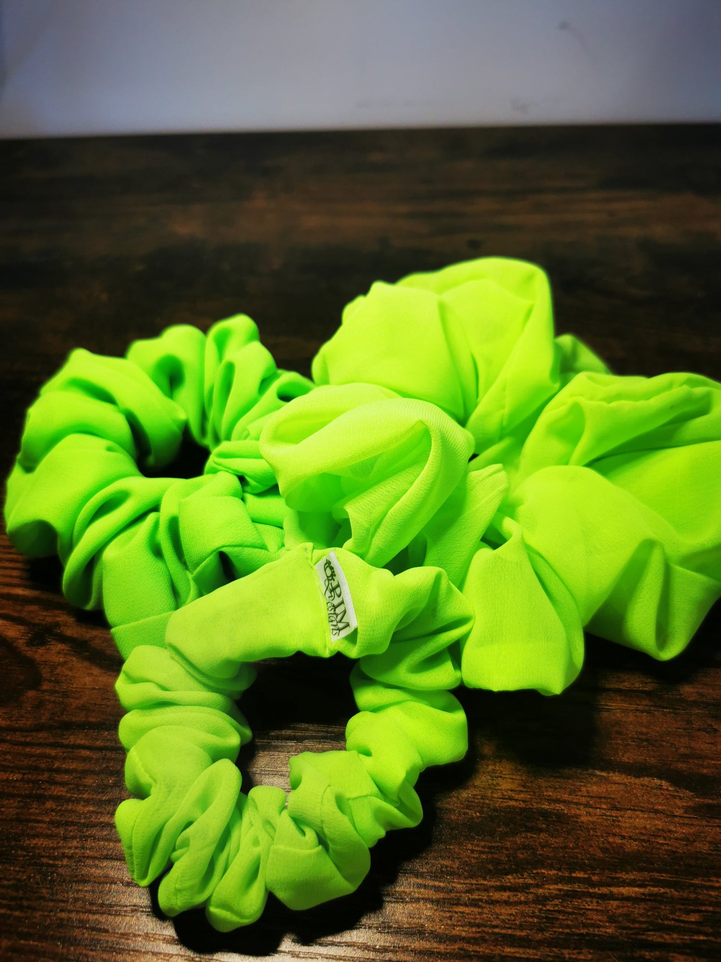 Neon Green Chiffon Scrunchie