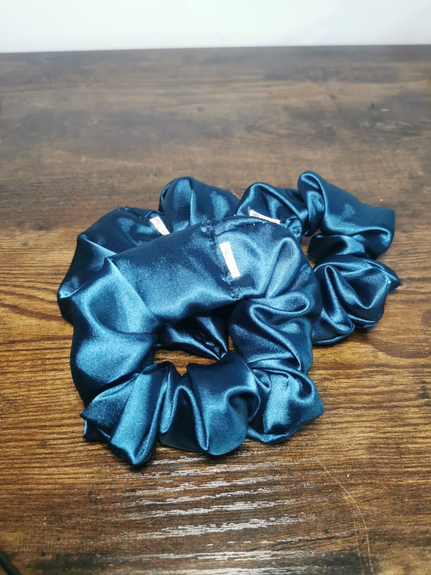 Saphire Blue Satin Scrunchies