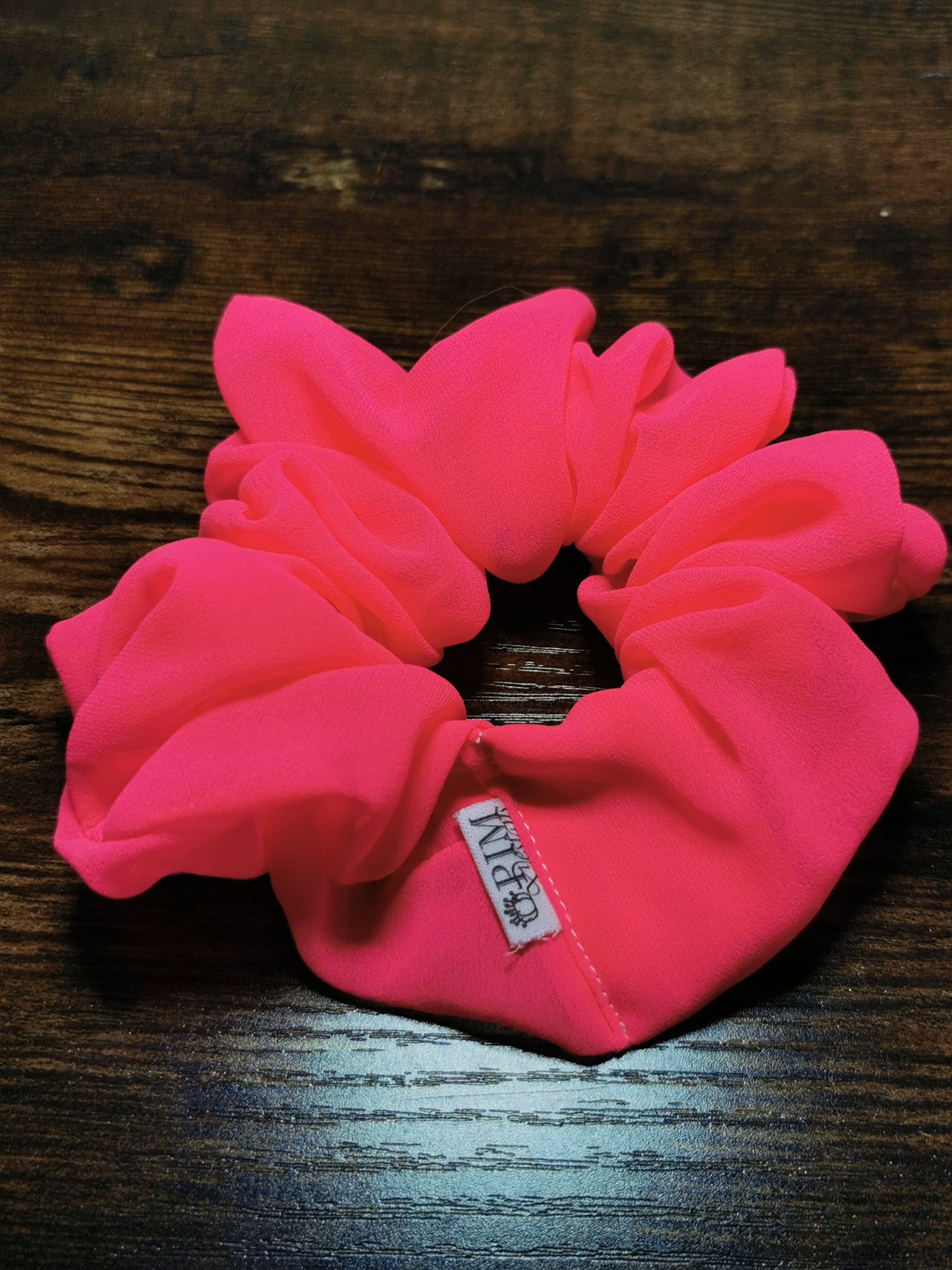 Neon Pink Chiffon Scrunchie