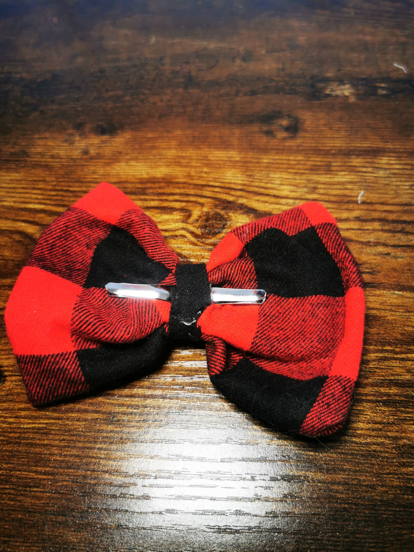 Red Buffalo Plaid Clip on Bowtie