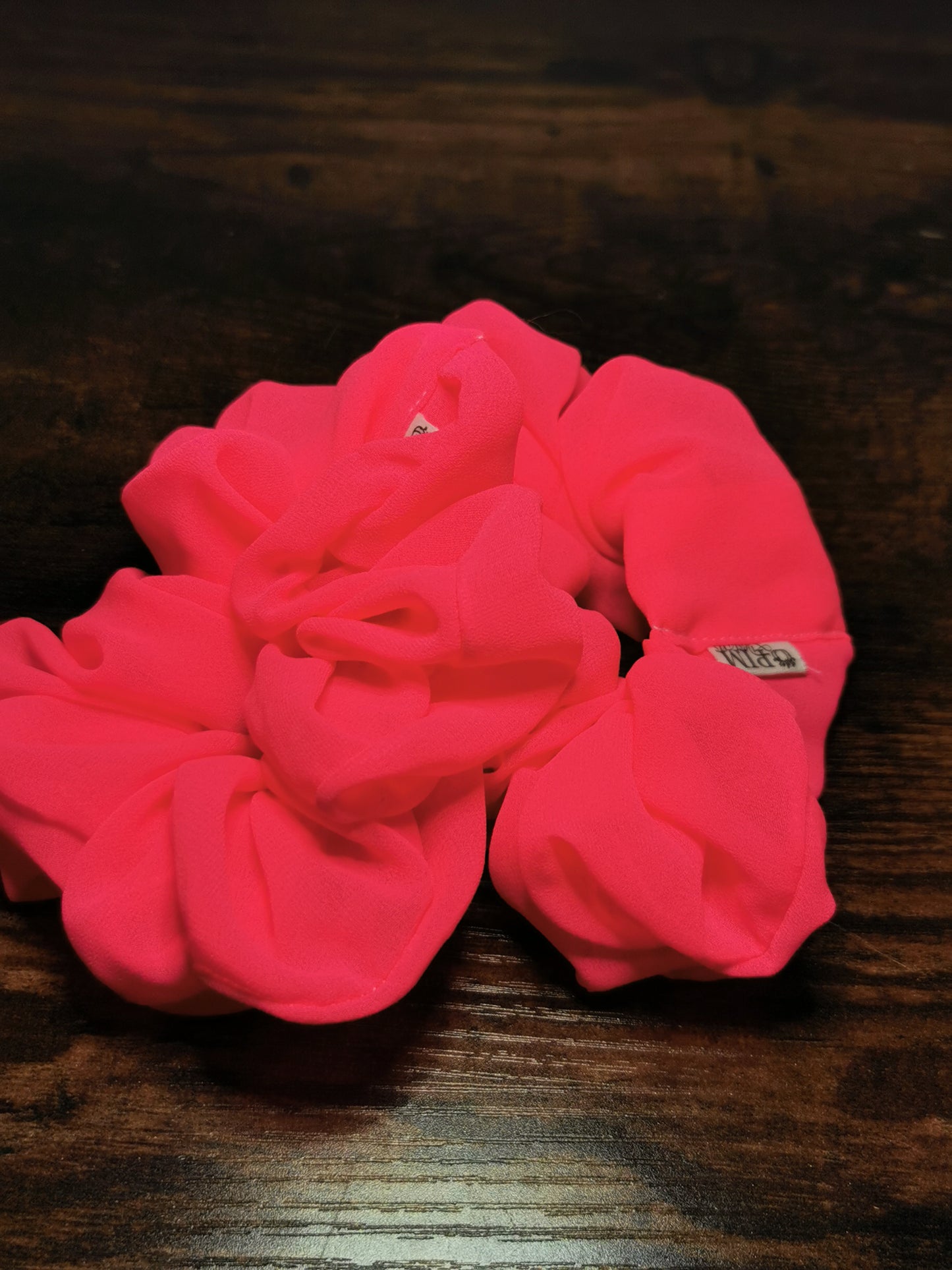 Neon Pink Chiffon Scrunchie