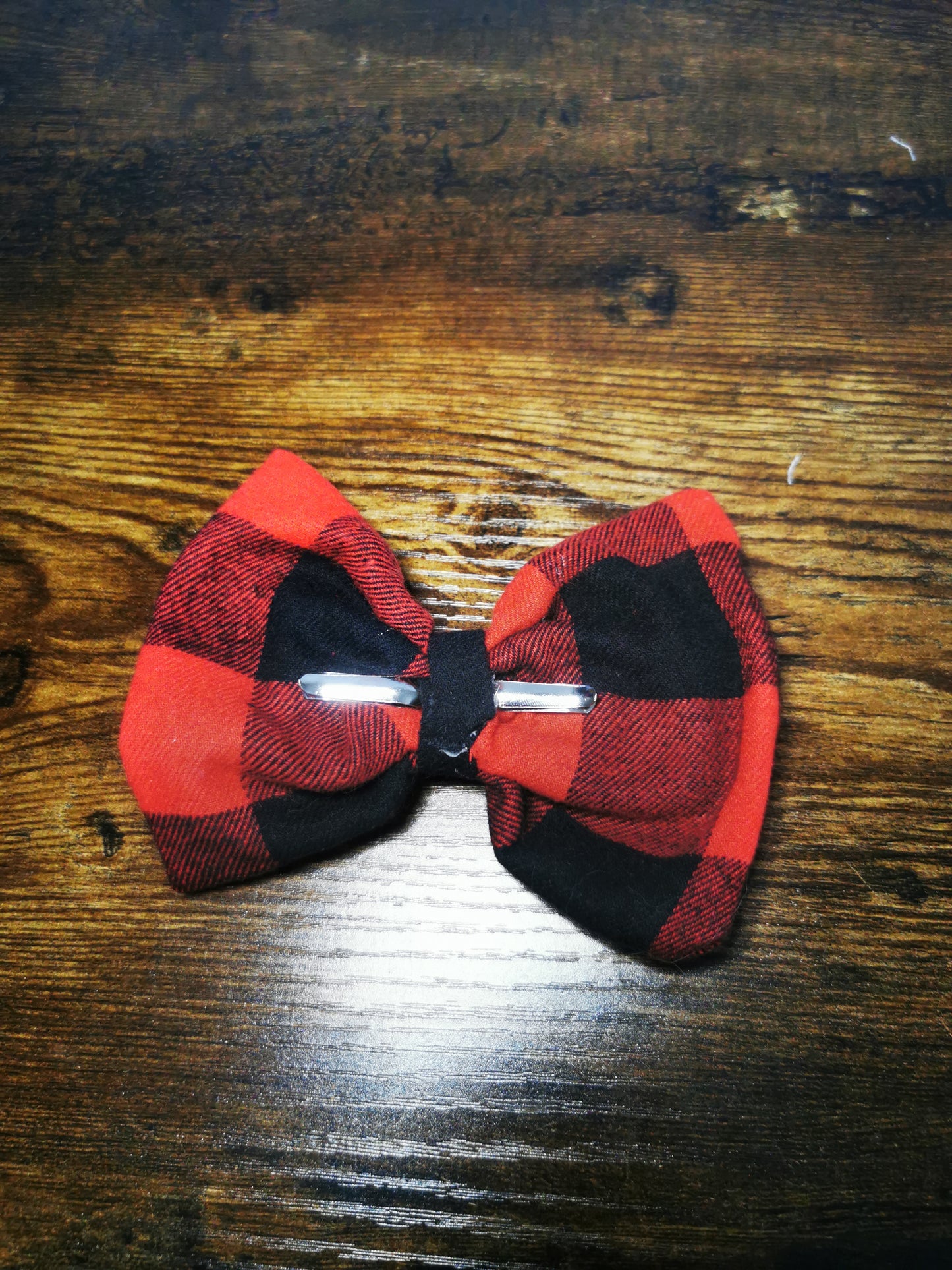 Red Buffalo Plaid Clip on Bowtie