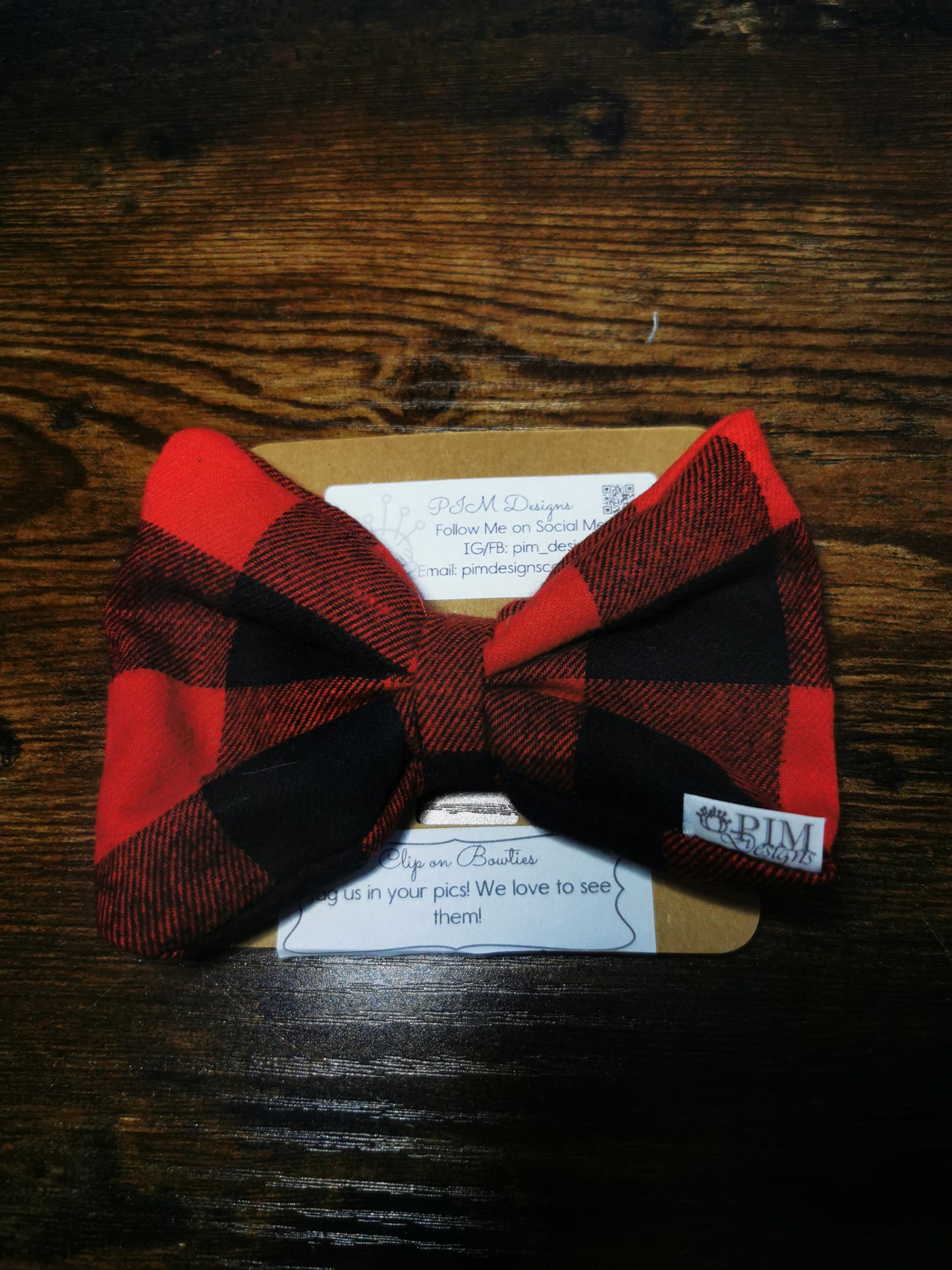 Red Buffalo Plaid Clip on Bowtie