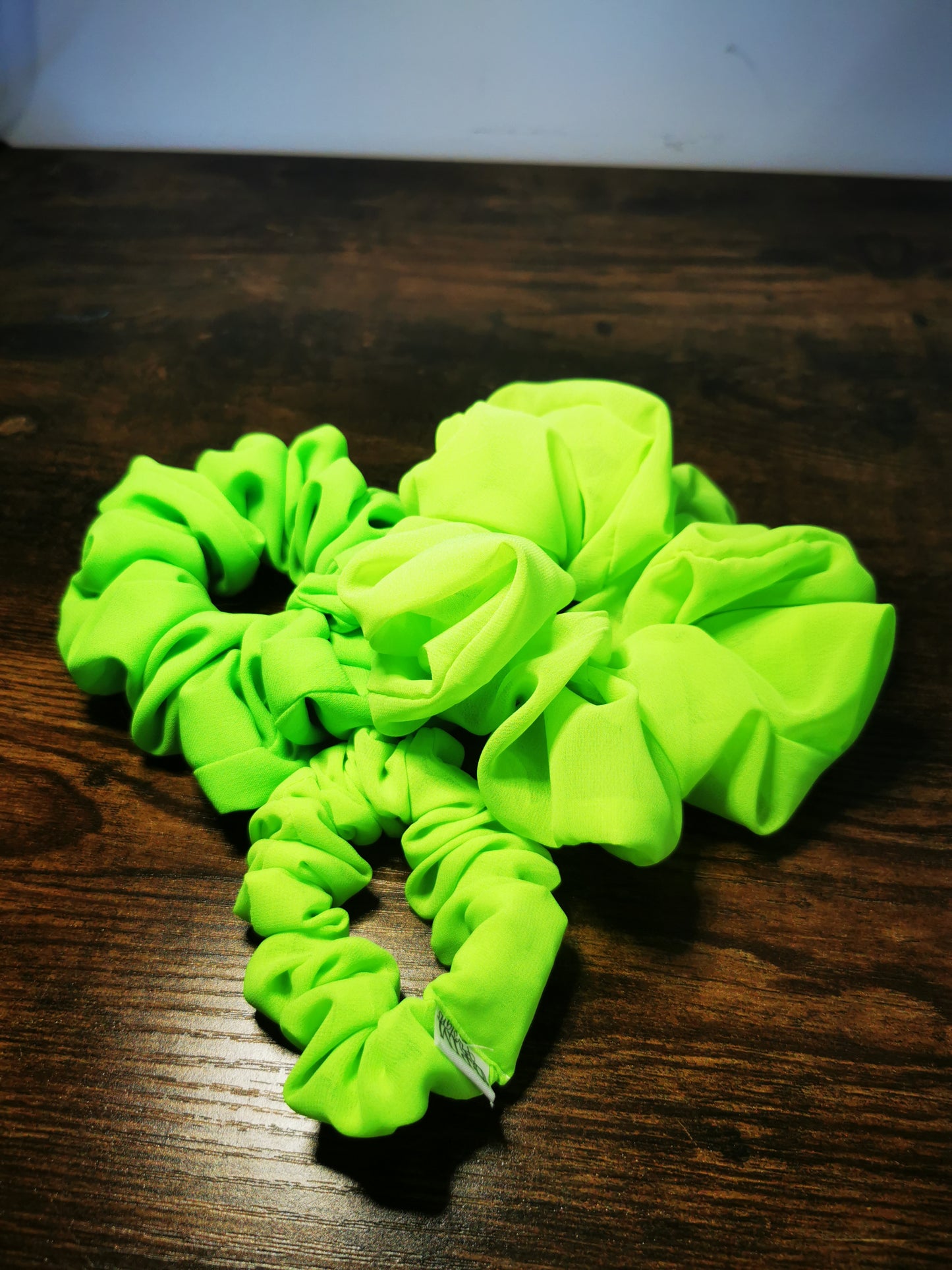 Neon Green Chiffon Scrunchie